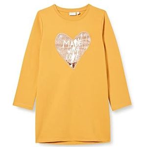 NAME IT Nmfkamala Light Sweat Tunic Unb shirt met lange mouwen voor meisjes, Amber goud, 98 cm
