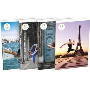 Paris 2024 10 stuks sportnotitieboeken, 9 x 14 cm, gelinieerd, 6 mm, 60 pagina's, geniet, kaartomslag, gelakt, verschillende kleuren