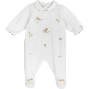 Chicco Katoenen romper met voet, pyjama voor jongens en meisjes, Wit, 12 Maanden
