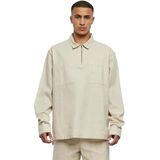 Urban Classics - Cotton Linen Half Zip Shirt - Softseagrass - T-shirt