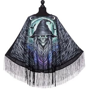 Wilbers - 4732 - Poncho - Met Tête de Mort - Voor Volwassenen - Halloween - Carnaval