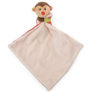 Trooster 22x22 cm beige-rood met knuffel Egel 12 cm - Knuffeldoekje voor baby's en peuters - Baby knuffelzacht doekje - Knuffeldoek voor kleintjes, meisjes en jongens
