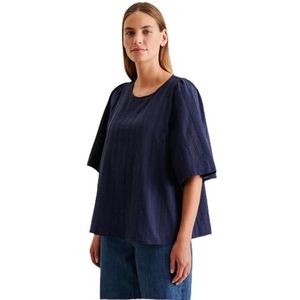 Seidensticker - Damesblouse - Marineblauw - Voile - Regular Fit