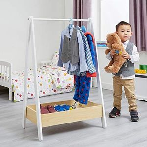 Liberty House Toys Wit en Pine Houten Kids Dressing Rail Unit, MDF, 98,5 cm H x 64,5 cm B x 42 cm D