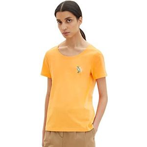 TOM TAILOR Dames T-shirt 1035471, 29751 - Bright Mango Orange, XXS