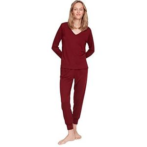 TRENDYOL Pajama Set - Navy Blue - Plain, bordeaux, S