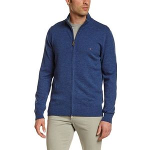 Tommy Hilfiger Heren Sweaters Lambswool Z-Thru CF, opstaande kraag, effen, blauw (Vintage indigo), M