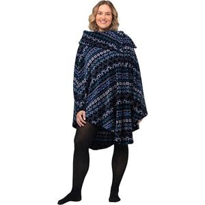 Ulla Popken, dames, grote maten, homewear-poncho, Nordic, nachtblauw, onesize grote maten