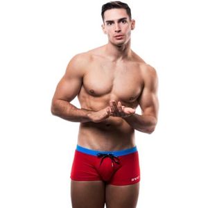 BWET Swimwear Copacabana Sneldrogende UV-bescherming Heren Strand Zwembroek - Rood, Black Mesh Lining, Elastische Tailleband met Trekkoord., rood, S