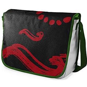 Bonamaison Digitaal bedrukte Messenger schooltas met kaki riem voor meisjes en jongens, boodschappentassen voor scholieren, schoudertassen, grootte: 29x36 cm