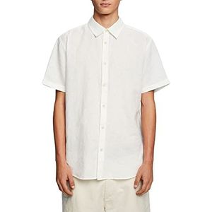 ESPRIT Shirt met korte mouwen van katoen-linnenmix, off-white, S