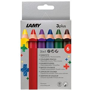 LAMY 3plus kleurpotloden 520 6-delige set: vouwdoos met 6 kleurpotloden - pennen van cederhout met ergonomische vorm en hoge kleurglans - extra dikke vulling Ø 10 mm, kleurstift Ø 15 mm