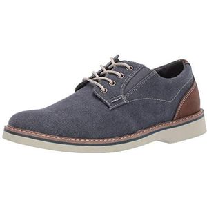 Nunn Bush Mannen Barklay Canvas Plain Toe Oxford Lace Up, Donkerblauw, 46.5 EU