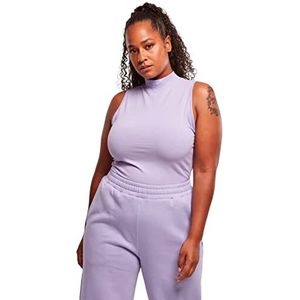 Urban Classics Mouwloze body voor dames, met col, kraag en drukknoopsluiting, wijde been- en mouwen, rolkraag, maat XS tot 5XL, lavendel, L