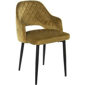 DRW set met 2 stoelen, metaal, zitting en rugleuning van fluweel, 50 x 54 x 85 cm, hoogte voeten 40 cm, groen en zwart