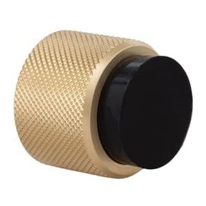 EVI Herrajes Design deurstopper voor aan de muur, gekartelde diamant, 28 x 28 mm, messing, mat rubber, zwart, kleef- en schroefmontage