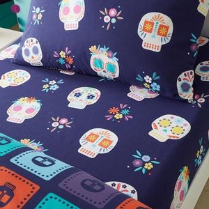 Catherine Lansfield Sugar Skull Fiesta Dubbel Hoeslaken Paars