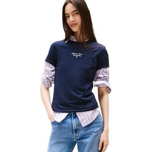Tommy Jeans - Ess - T-shirt - Duifblauw - Slanke Pasvorm