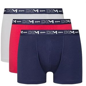 Dim Boxershorts voor heren, katoen, stretch, ademend, optimale grip, 3 stuks, Denim blauw/Topaas rood/staal, 3XL