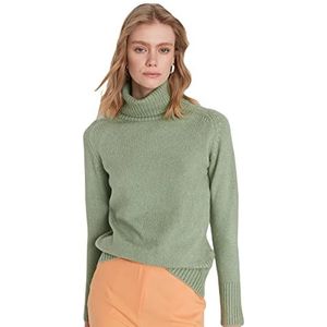 Trendyol Dames coltrui effen regular sweater sweatshirt, Munt, M