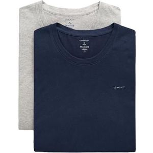C-Neck T-shirt, verpakking van 2 stuks, lichtgrijs gemêleerd/marineblauw, S