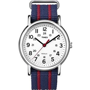 Timex Uniseks polshorloge analoog kwarts, blauw/rood, band