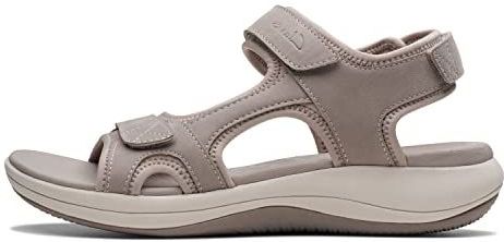 Clarks Mira Bay platte sandaal voor dames, Steen Textiel, 35.5 EU