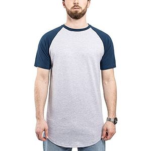 Blackskies Runder Baseball Basic Longshirt | oversized maat korte mouwen T-shirt Raglan Raglan Lange Tee - Verschillende kleuren S M L XL, Navy Blauw Grijs, S