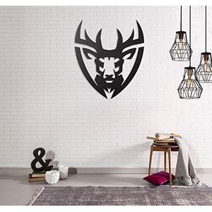 Homemania Wanddecoratie, hert, zwart, van staal, koudgewalst, kunst, huisdecoratie, voor woonkamer, kantoor, muur.