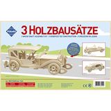 Pebaro 865 houten bouwset oldtimerset, 3 stuks 3D-puzzels oldtimer auto's: Sunbeam, Ford V8, Mercedes SSKL; modelbouwset, knutselen met hout, houten puzzel, voorgestanste houten platen, cadeau-idee