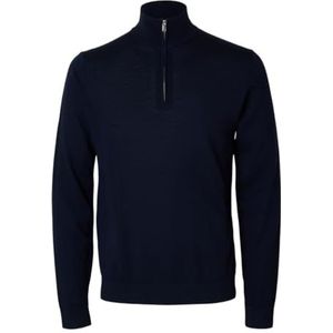 SELETED HOMME SLHTRAY LS Knit Merino Half Zip NOOS, navy blazer, L