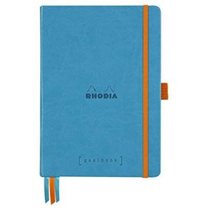 Rhodia 118576C Goalbook Notitieboek, DIN A5, 14,8 x 21 cm, dot, praktisch en trendy, met vast deksel, 90 g wit papier, 120 vellen, 1 stuk, turquoise
