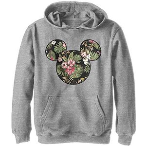 Disney Characters Floral Mickey Boy's Hooded Pullover Fleece, Athletic Heather, Small, Athletic Heather, S