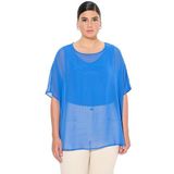 Ulla Popken - Blouseshirt - Hemelsblauw - Wijde Pasvorm - Halve Mouw