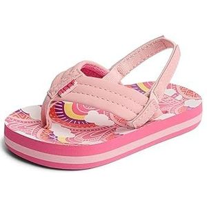 Reef Little AHI PINK/Flowe teenslippers voor kinderen, uniseks, Regenbogen en wolken, 20 EU