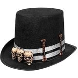 Boland 72237 - Cilinder doodshoofd, hoed, Skull Master, Steampunk, Voodoo, hoofdbedekking, accessoires, Halloween, carnaval, themafeest