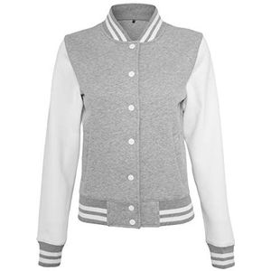 Build Your Brand Sweatcollege Sweatjack, voor dames, verkrijgbaar in vele verschillende kleuren, maten XS tot XL, H.Grey/White, XS