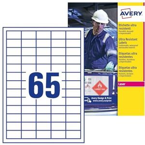 Avery B7651-50 extra sterke lijm, ultra zware industriële waterdichte GHS-labels, 65 etiketten per A4 vel