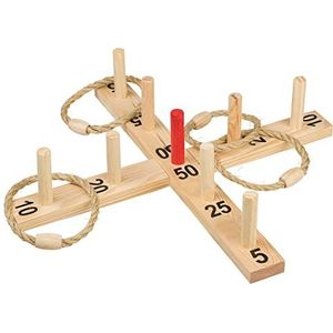 Idena 40199 - ringwerpspel van hout met 9 speelstokken en 4 ringen van sisal, behendigheidsspel voor kinderen en volwassenen, populair outdoor-sportspel voor de zomer, in de tuin of in het park