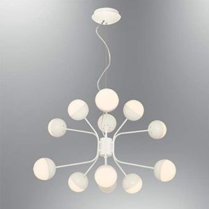 Homemania hanglamp Kosmos hanglamp bol, wit van metaal, 64 x 64 x 120 cm, 12 leds x max 60 W, 6000 lm, 3000 K, natuurlijk wit licht