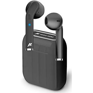 SBS Twin Style True draadloze stereo hoofdtelefoon met microfoon en oproep-/oproepknop, oplaadhoes met 300 mAh, tot 2,5 uur muziekweergave, zwart