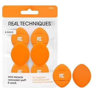 Real Techniques Mini Miracle Concealer Puff, Kleine Make-up Puff Voor Vloeibare & Crème Foundation & Concealer, Gericht Verbergen Onder Ogen & Oneffenheden, Reisvriendelijk, Veganistisch &