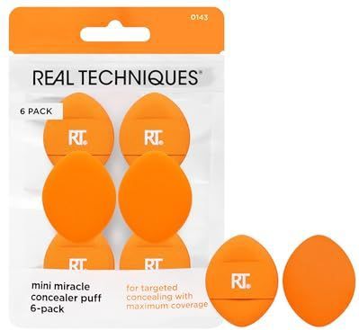 REAL TECHNIQUES Mini Miracle Concealer Puff, Kleine Make-up Puff Voor Vloeibare & Crème Foundation & Concealer, Gericht Verbergen Onder Ogen & Oneffenheden, Reisvriendelijk, Veganistisch &