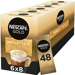 Nescafé Gold Vanilla Latte oploskoffie - 6 doosjes à 8 zakjes