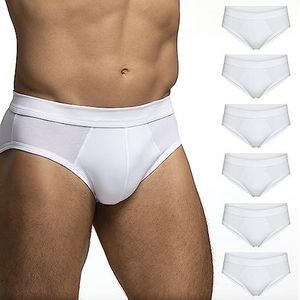 POMPEA Pack van 6 katoenen slips Cotton Planet White, Wit, M