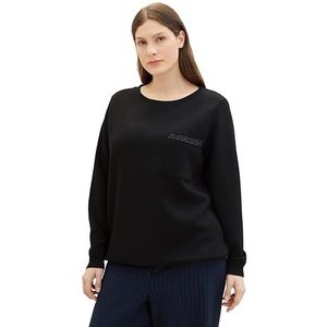 TOM TAILOR Dames Plussize Sweatshirt, 14482 - Deep Black, 48/Grote Maten