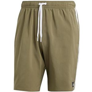 adidas Heren 3-Stripes CLX Swim Shorts, Olive Strata/White, S