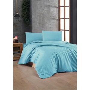 Sleepdown 100% puur katoen effen kleurstof donker roze dekbedovertrek quilt kussenslopen beddengoed set zacht onderhoudsvriendelijk - dubbel (200 cm x 200 cm