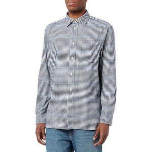Tommy Hilfiger Heren geborsteld gingham overcheck shirt MW0MW37324, L/S shirt, blauw, S, Blauw (Carbon Navy/Multi), S