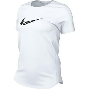 Nike Dames W Nk One Swsh Hbr Df Ss Top, wit/zwart, FN2618-100, XL